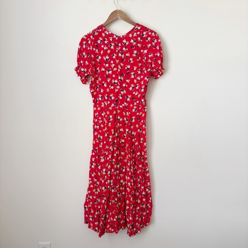 Faithfull The Brand Jasmine Red Ari Floral Midi Dress Sz 4 - Picture 5 of 11